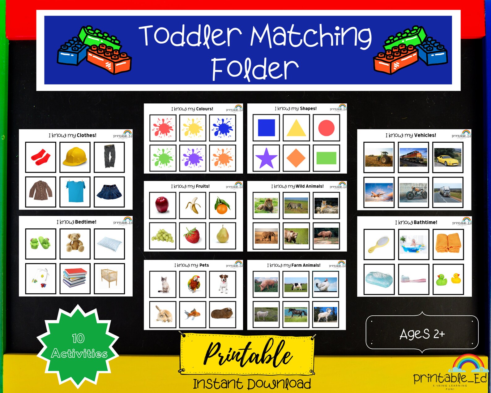 Toddler Learning Folder, Matching Folder, Preschool Learning Activities