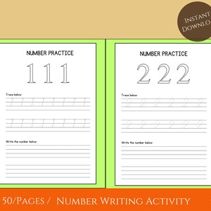 Kids Number Tracing Workbook: Preschool Writing Practice (1-50) (Digital Download)