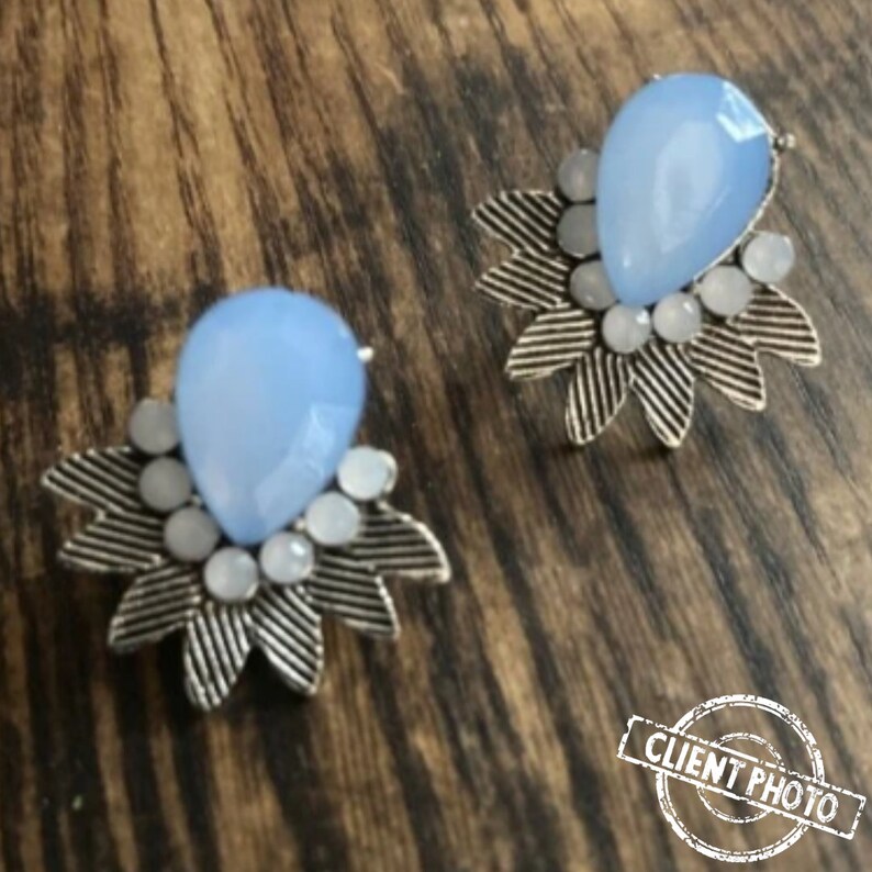 wedding earrings Silver Cluster Earrings Vintage Cluster Earrings Light Blue Cluster Earrings Cluster Earrings