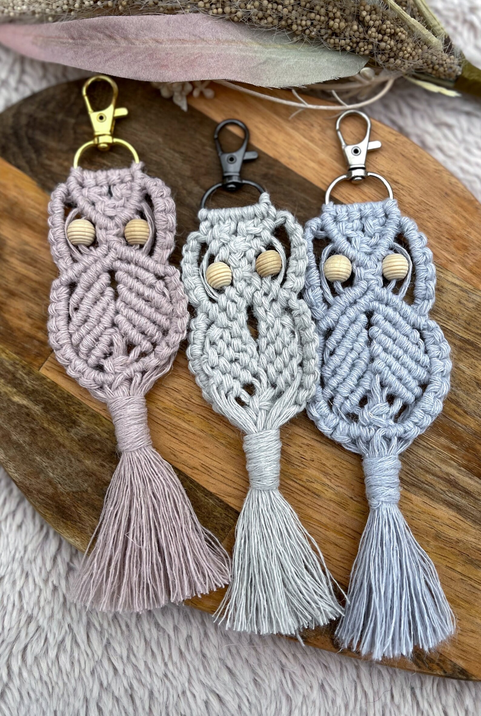 Macramé Owl Keychain Macramé Keyring Boho Keychain Boho Etsy