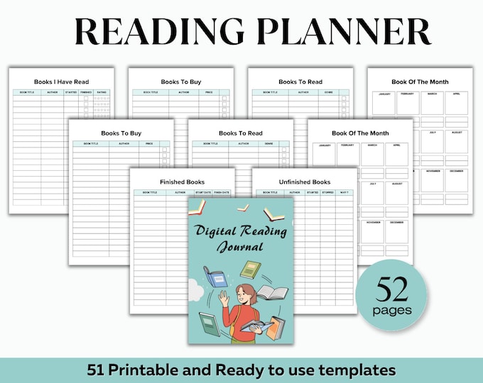 Book Reading Planner Bundle Printable,reading Planner 2026,printable ...