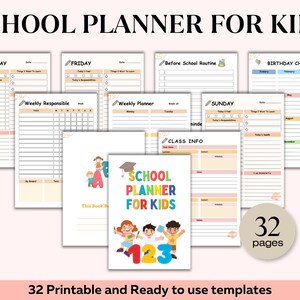 School Planner for Kids, adhd Study planner for kids, School Calendar, Homework, Chores, After before school checklist, Planner for Kids