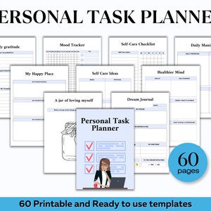 Personal Task Planner, To Do List, Task Tracker, Productivity Planner, Daily, Weekly, Monthly Organization & Task Management Template