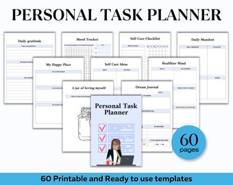 Personal Task Planner, To Do List, Task Tracker, Productivity Planner, Daily, Weekly, Monthly Organization & Task Management Template