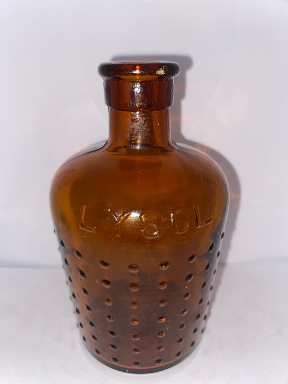 Antique Amber Glass Lysol Bottle Etsy