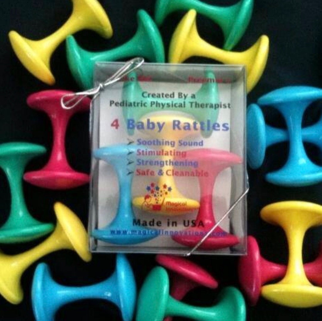 Baby Rattles, Made in USA, 1 Developmental Baby Toy, Baby Barbells