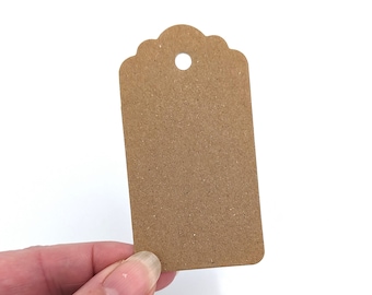 Medium blank gift tags, 4x7.5cm recycled card swing tags, plain die cut hang tags for crafting or business,