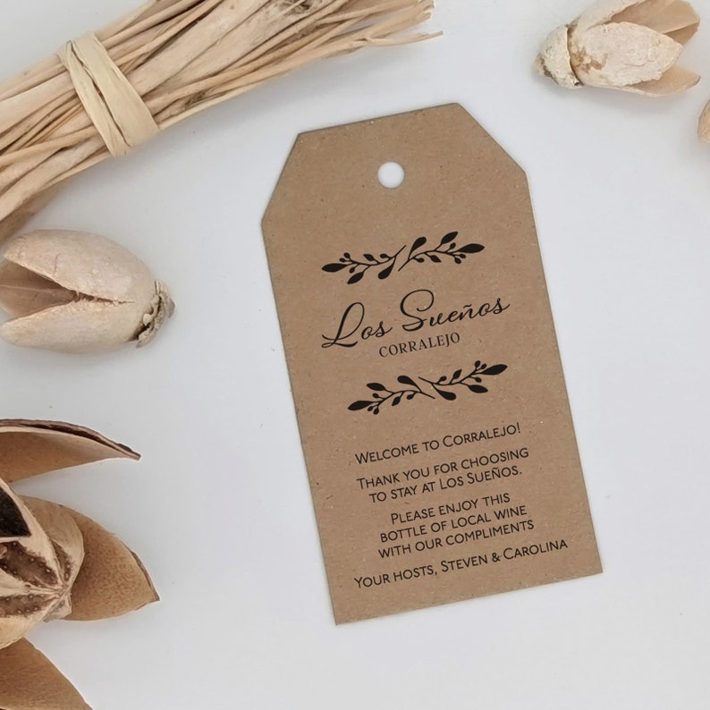Hospitality Labels Example 50 Hospitality Welcome Gift Tags, Printed for Your Holiday Let, Olive ...