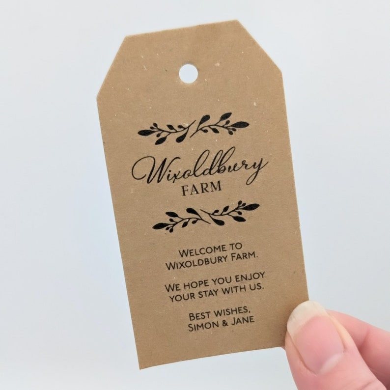 Hospitality Labels Example 50 Hospitality Welcome Gift Tags, Printed for Your Holiday Let, Olive ...