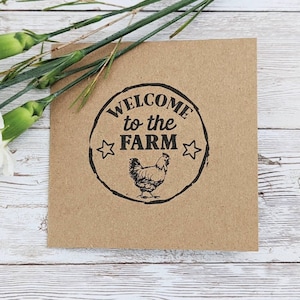 10 cartes de bienvenue dans une ferme, imprimées pour votre maison de vacances ou votre maison d'hôtes, carte de bienvenue de 4 pouces pour votre propriété de location, noir sur marron