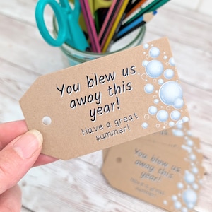 Bubbles Geschenkanhänger für Kindergartenkinder, Du hast uns dieses Jahr umgehauen Geschenkanhänger, bedruckte Geschenkanhänger für Kindergartenkinder, recycelte Geschenkanhänger für Schüler