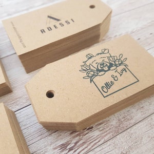 30 etichette personalizzate con logo (orizzontali), il logo della tua attività e i social, etichette regalo in carta Kraft per i tuoi ordini, marchio per piccole imprese