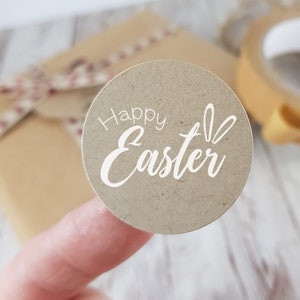 30 adesivi di Pasqua con orecchie da coniglio, etichette rotonde da 37 mm, adesivi riciclati per regali e sacchetti pasquali, prodotti, sacchetti per dolci, buste