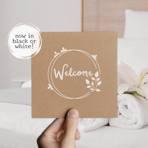 Cartes de bienvenue, imprimées en blanc ou en noir, pour votre maison de vacances ou votre maison d'hôtes, carte de voeux pour invités de 4 pouces, pour votre propriété de location ou pour les visiteurs