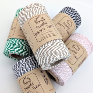 100m Original Bakers Twine Spool, two-tone colours, macrame cotton twine, Beautiful Bakers Twine in choice of colours, 100% cotton cord