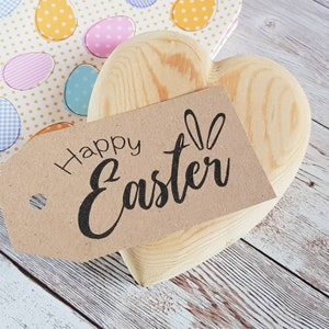 Etiquetas de regalo de Pascua Kraft, impresas para ti, etiquetas recicladas de Feliz Pascua, orejas de conejo de Pascua, etiquetas de cartón Kraft de conejo de Pascua, 5 x 9 cm