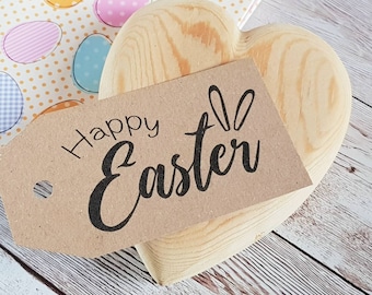 Kraft Easter Gift tags, Printed for you, Recycled Happy Easter labels, Easter bunny rabbit ears, Easter rabbit Kraft card tags, 5x9cm