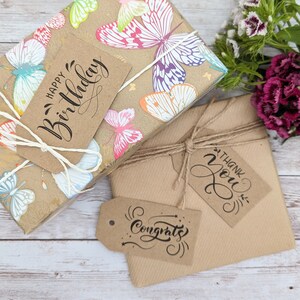 60 rustikale Geschenkanhänger, Multipack in drei Designs, recycelte Geschenkanhänger, Geburtstagskarte, Glückwunschkarte