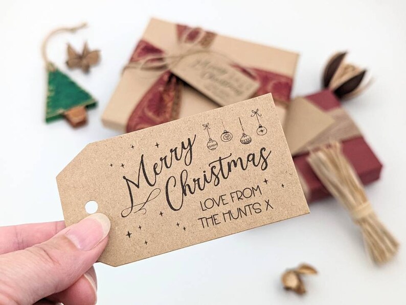 20 Personalised Christmas Gift Tags Kraft Card Tags Merry - Etsy UK