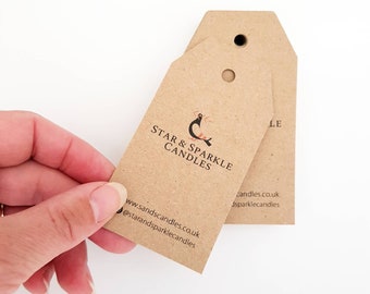 30 Logo swing tags (portrait), printed with your company name or logo, eco friendly labels for your business, recycled tags for your orders