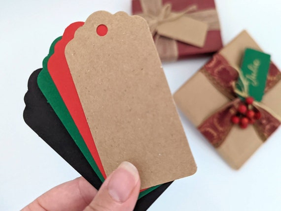 30 Large Blank Recycled Gift Tags, Choose Your Colour Red, Green, Black,  Brown , 44x90mm Present Labels, Craft Blanks for Your Designs 