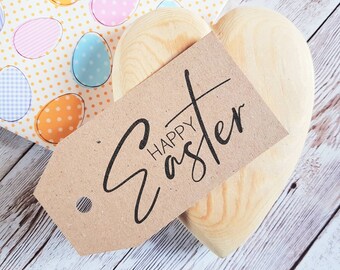 Easter cross gift tags, Recycled Happy Easter labels, Christian Easter gift labels, Religious Easter gift tags, Kraft card Easter tag, 5x9cm