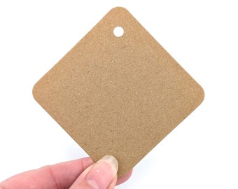 Square gift tags with rounded corners and CORNER hole, 65x65mm, square swing tags, product tags, recycled craft blanks