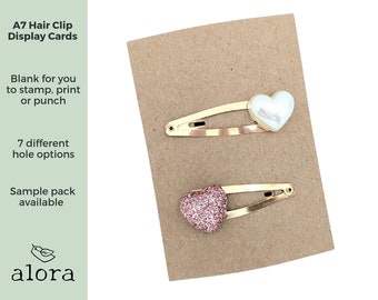 Blank hair clip display cards, A7 recycled kraft backing cards, with punched holes, hair bow slide display cards, for your handmade hairbows