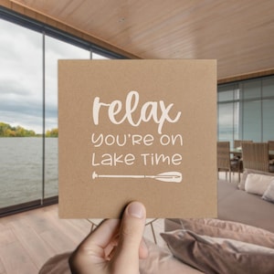 10 cartes de bienvenue pour une maison au bord du lac, imprimées pour votre maison de vacances ou votre maison d'hôtes au bord du lac, carte d'hôte de 4 po., carte de voeux de bienvenue, blanc sur marron