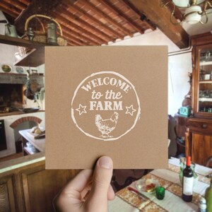 10 cartes de bienvenue dans une ferme, imprimées pour votre maison de vacances ou votre maison d'hôtes, carte de bienvenue de 4 pouces pour votre propriété de location, blanc sur marron