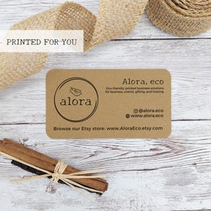 Black on brown business cards with round corners, recycled kraft card, printed with your logo on left, eco-friendly calling cards, 9x5cm