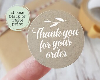 30 Thank you for your order stickers, Round packing labels 37mm, recycled labels for small business, Etsy store, craft fayre pop-up shop