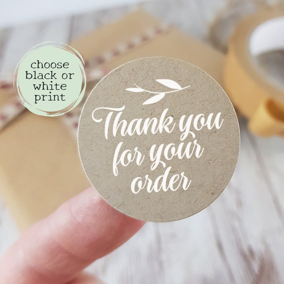 30 Thank you for your order stickers, Round packing labels 37mm, recycled labels for small business, Etsy store, craft fayre pop-up shop