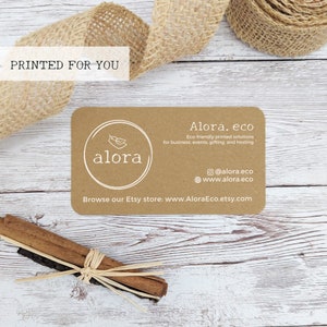 100 cartes de visite avec logo aux coins arrondis, carte kraft recyclée, votre logo imprimé à gauche, cartes de visite écologiques, 9 x 5 cm
