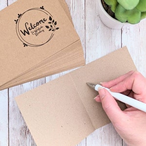 Cartes de bienvenue personnalisées, imprimées pour la maison d'hôtes de votre maison de vacances, ajoutez votre texte personnalisé, carte de voeux de bienvenue de 4 pouces pour les invités