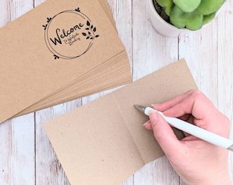Personalised Welcome Cards, Printed for your holiday home guest house, add your custom text, 4" host welcome note greeting card for guests