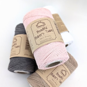 100m Bakers Twine Spool, single solid colour, macrame cotton twine, Beautiful Bakers Twine in choice of colours, 100% natural cotton cord