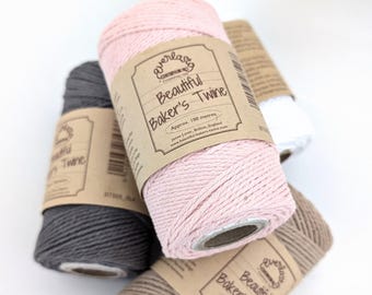 100m Bakers Twine Spool, single solid colour, macrame cotton twine, Beautiful Bakers Twine in choice of colours, 100% natural cotton cord