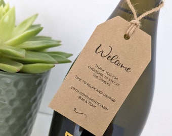 30 Hospitality Welcome Gift Tags, Printed for your holiday home or guest house, guest wine tags, vacation rental property, for holiday host