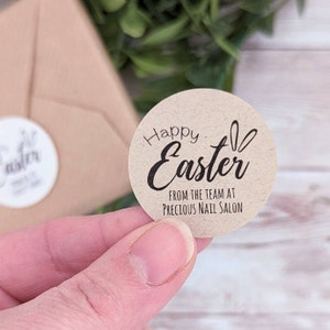 30 pegatinas personalizadas de Feliz Pascua, diseño de orejas de conejo o cruz, etiquetas de búsqueda de huevos de Pascua, pegatinas recicladas para regalos de Pascua, bolsas de dulces