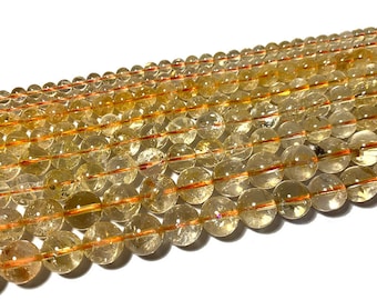 Natural Citrine Beads Round Beads,Round smooth ,AAA Quality 6,8,10,12 mm size available,Round smooth jewelry, jewelry making