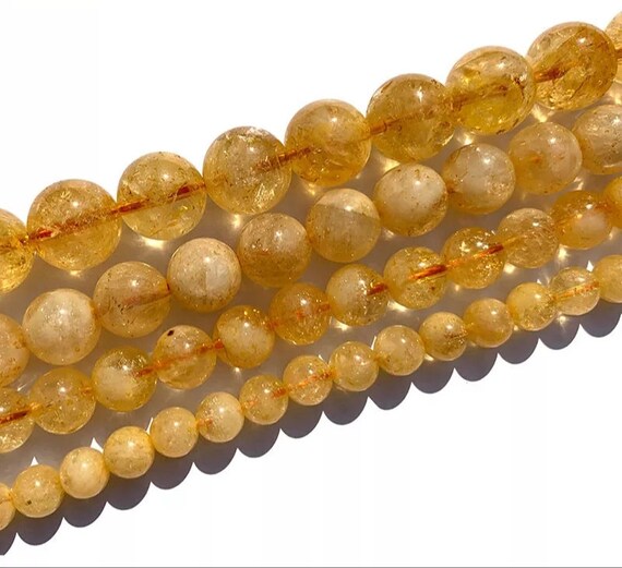 Natural AAA Grade Round Genuine Yellow Citrine Beads For Jewelry Making 15'' DIY 