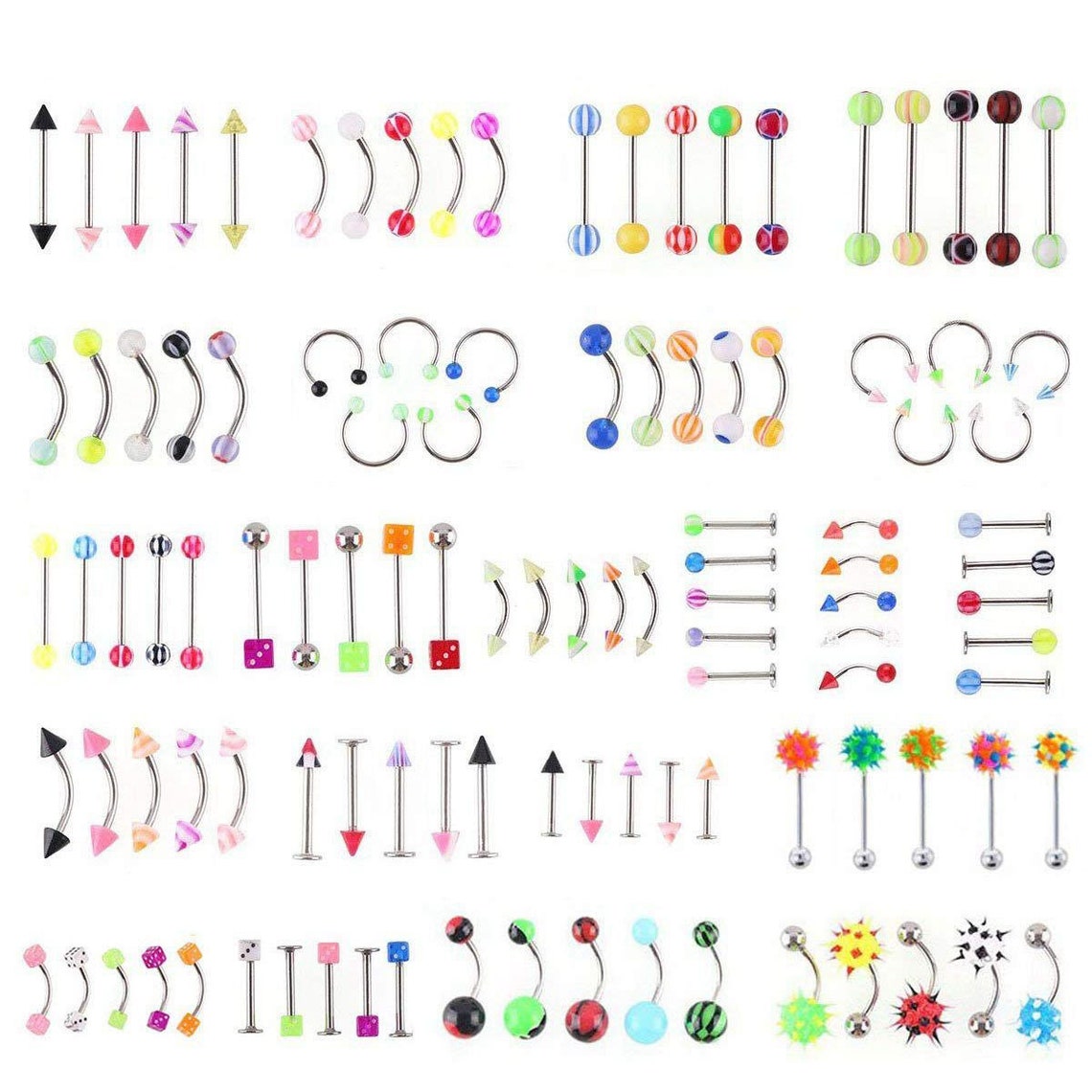 SHINEstlye Lot 110 PCS Body Jewelry Piercing Eyebrow Navel