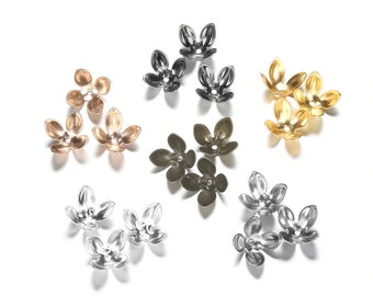 50pcs/lot Iron Gold Plated Beads Caps Flower Findings petal Spacer Bead Cap Charms, taille - 15×8mm For Jewelry Making
