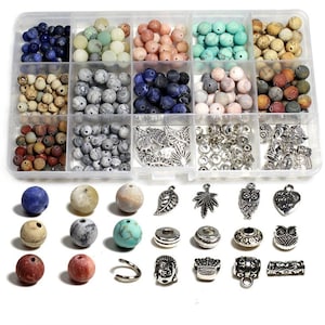 New 2020 Jewelry Making Kits Round Matte Natural Stone Beads Charms for Jewelry Making Diy Bracelet Handmake Craft Making,Jewelry Making