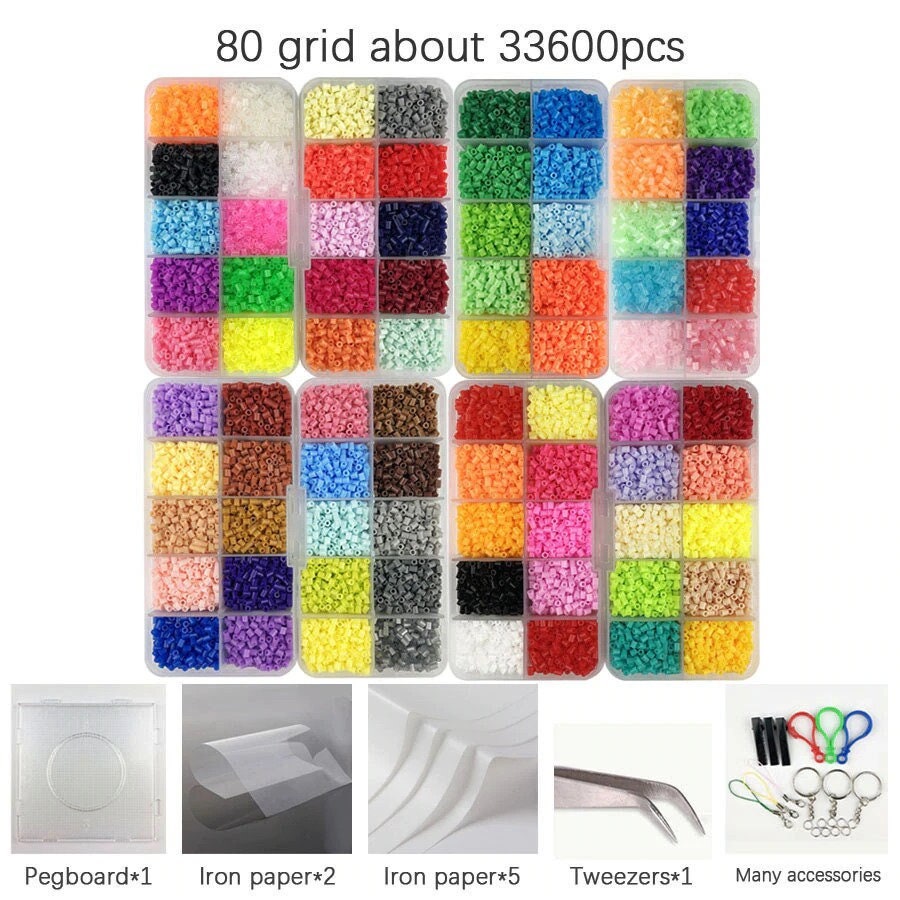 24000pcs 2.6mm Mini Fuse Beads, 24 Color Mini Crafting Melting Bead with  Pegboards Ironing Paper Crafts Set Art Crafts Toys for Kids