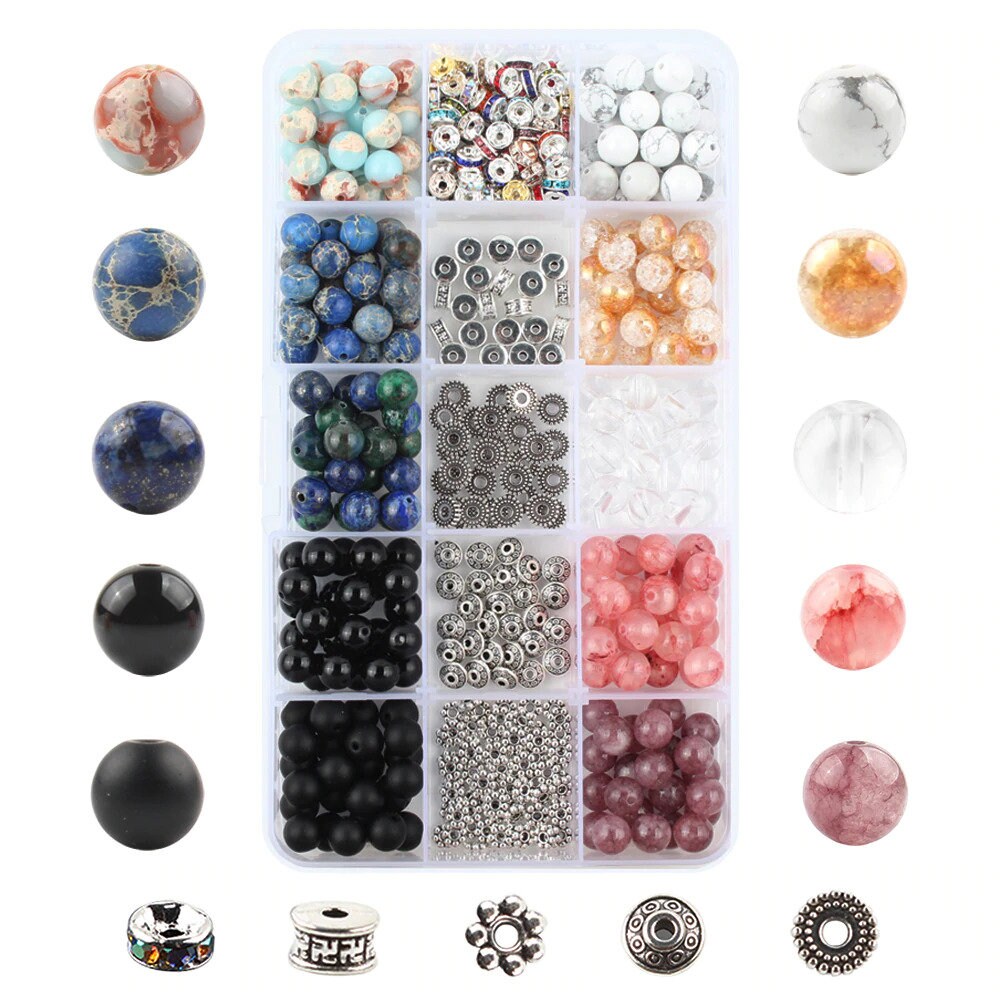 Natural stone Beads Jewelry Making Kits Storage Box Set Agates Etsy