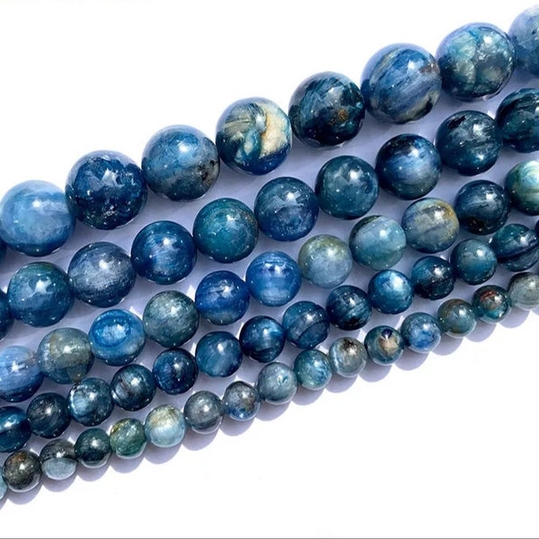 Natural Kyanite Gemstone Round Beads,Round smooth ,AAA Quality 6,8 mm size available,Round smooth jewelry, jewelry making