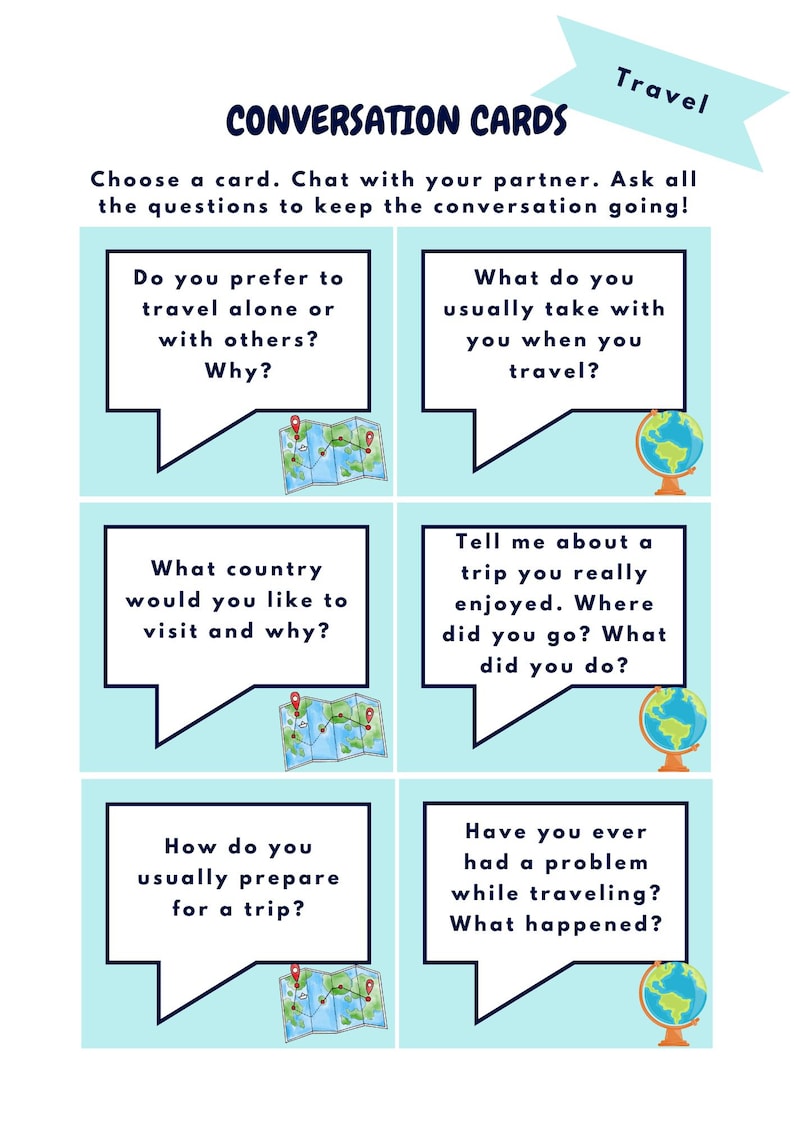 B1 ESL Conversation Cards | Speaking Prompts for English Class ...