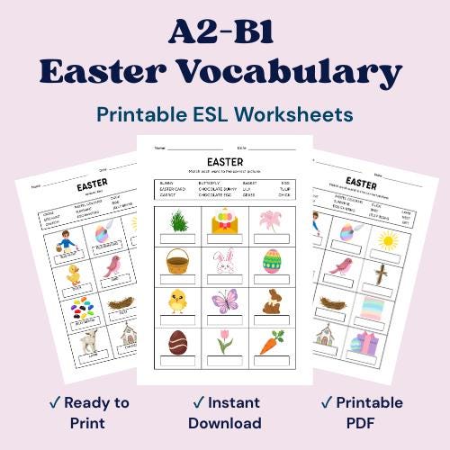 Easter ESL Vocabulary Worksheets | A2- B1 Matching Activity | Printable ...